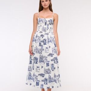 Abercrombie & Fitch Blue and White Spaghetti Strap Maxi Dress